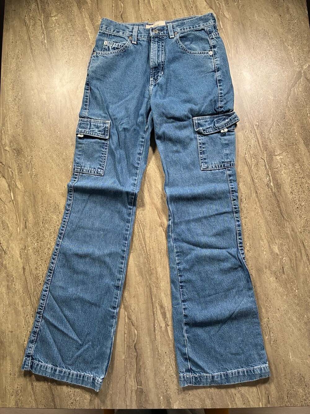 Vintage Y2K Gap Cargo Flare Jeans Made in USA Medium Wash Women's Size 1